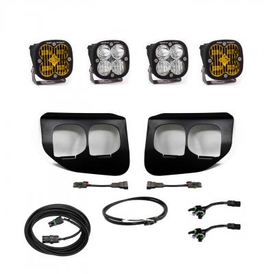 447739UP - 2x Squadron SAE Amber lights / 2x Squadron Sport White Lights with Upfitter Wiring Harness