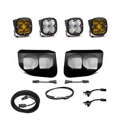 447737UP - 2x Squadron SAE Amber lights / 2x Squadron Pro White Lights with Upfitter Wiring Harness